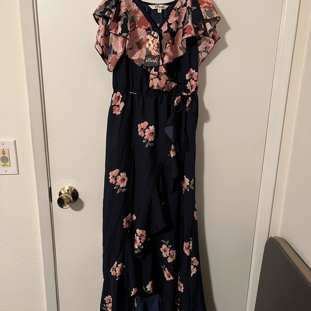 Floral Maxi Dress by blush - Navy and Pink